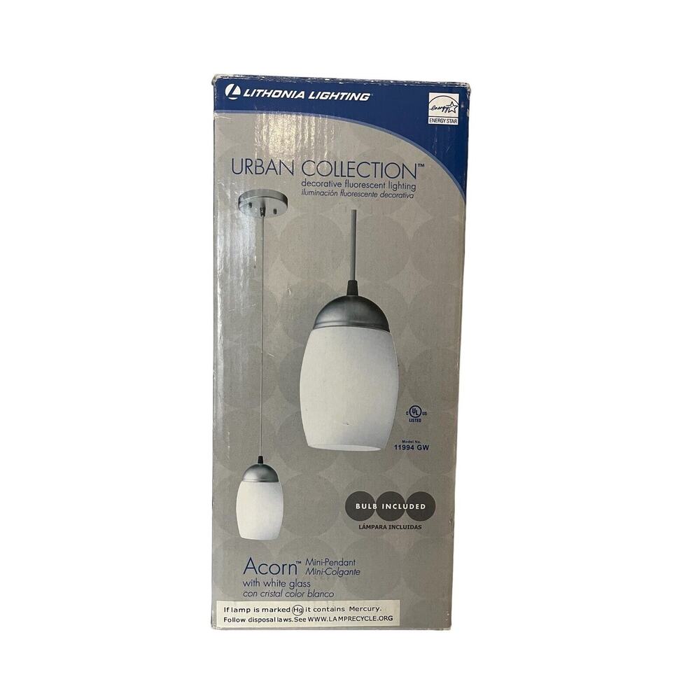 Lithonia lighting urban collection acorn mini-pendant white glass with bulb
